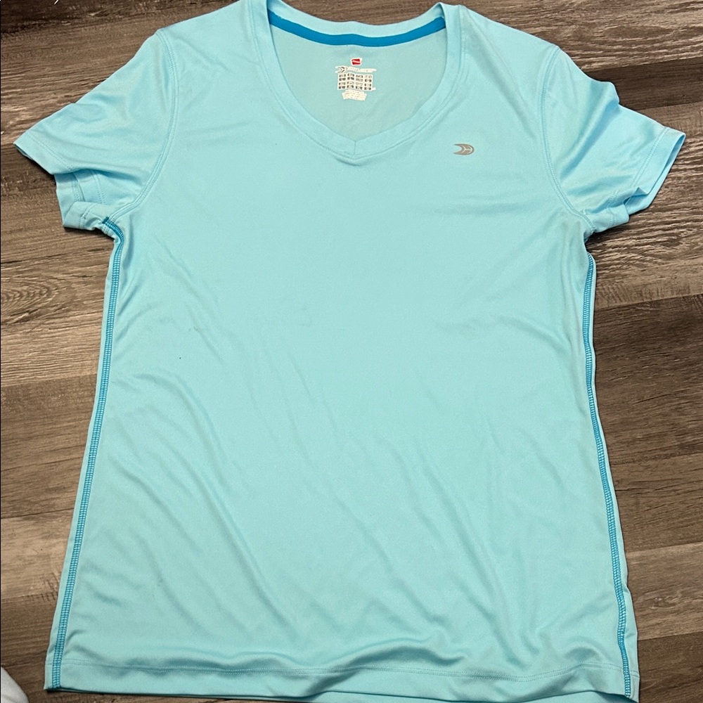 Hanes Women's Sky Blue V-Neck Tee